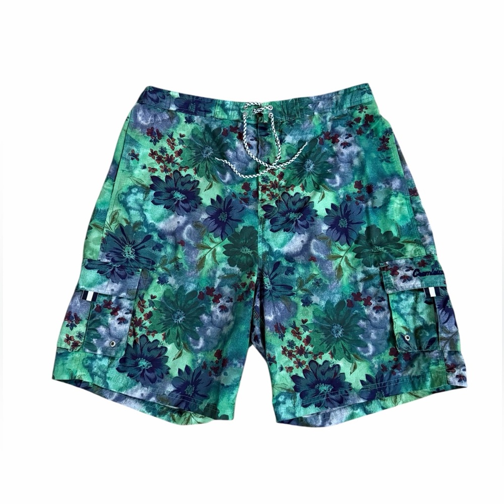 Daniel Cremieux Men's Green Floral 9 Inch Swim Shorts Swim Trunks‎ Size Xlarge